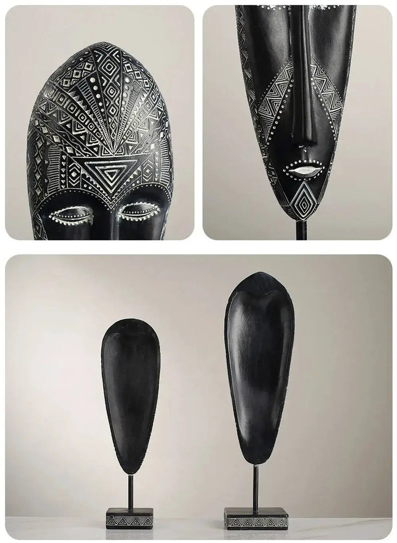 African Tribal Face Mask Decorative Sculpture for Home Decor by House Of Avana