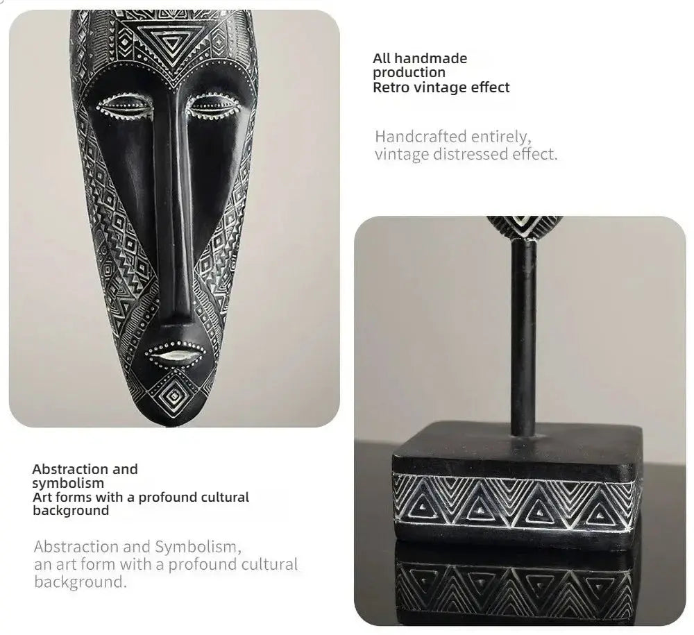 African Tribal Face Mask Decorative Sculpture for Home Decor by House Of Avana