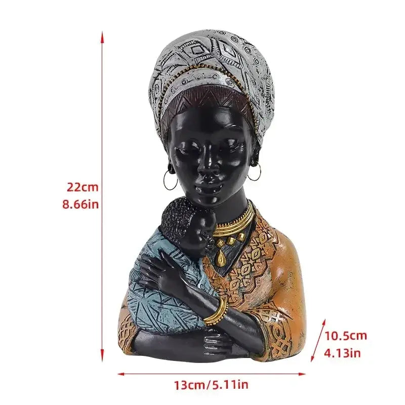 Mother and Child African Tribal Figurine Decorative Sculpture by House Of Avana