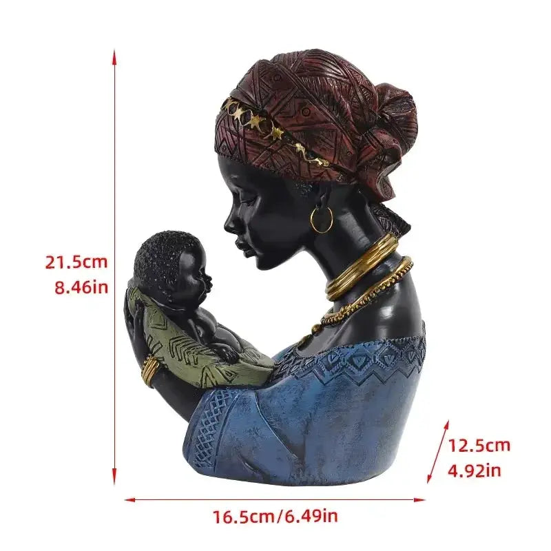 Mother and Child African Tribal Figurine Decorative Sculpture by House Of Avana