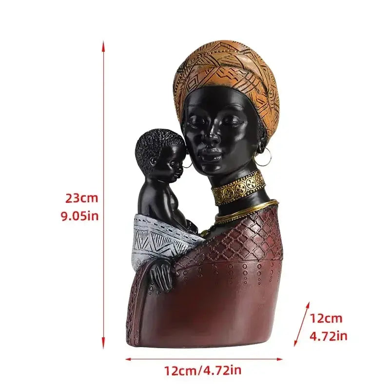 Mother and Child African Tribal Figurine Decorative Sculpture by House Of Avana