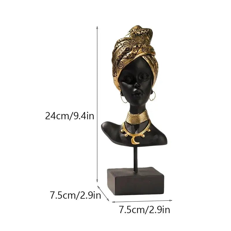 African Woman Bust Figurine with Gold Head by House Of Avana