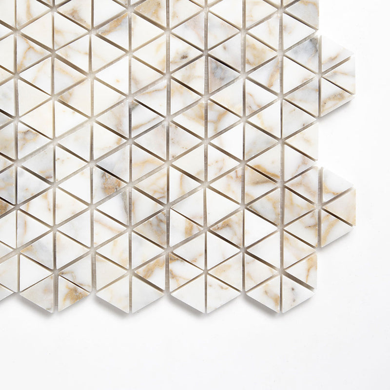 Afyon Gold Polished Small Triad Marble Mosaics 10 3/16x11 13/16 Marble Polished 12x12 Mosaics — 1