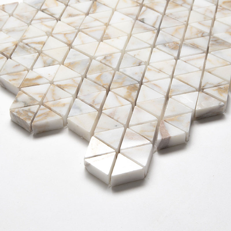 Afyon Gold Polished Small Triad Marble Mosaics 10 3/16x11 13/16 Marble Polished 12x12 Mosaics — 2
