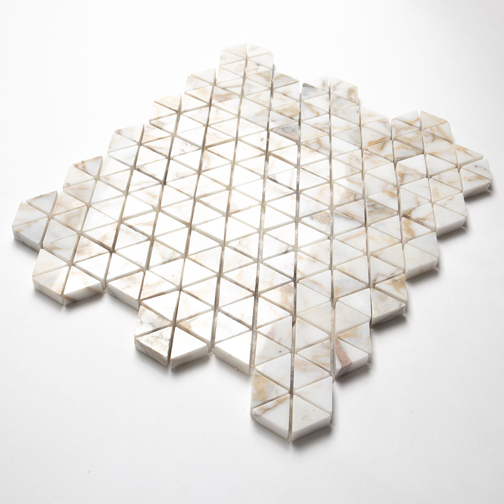 Afyon Gold Polished Small Triad Marble Mosaics 10 3/16x11 13/16 Marble Polished 12x12 Mosaics — 3