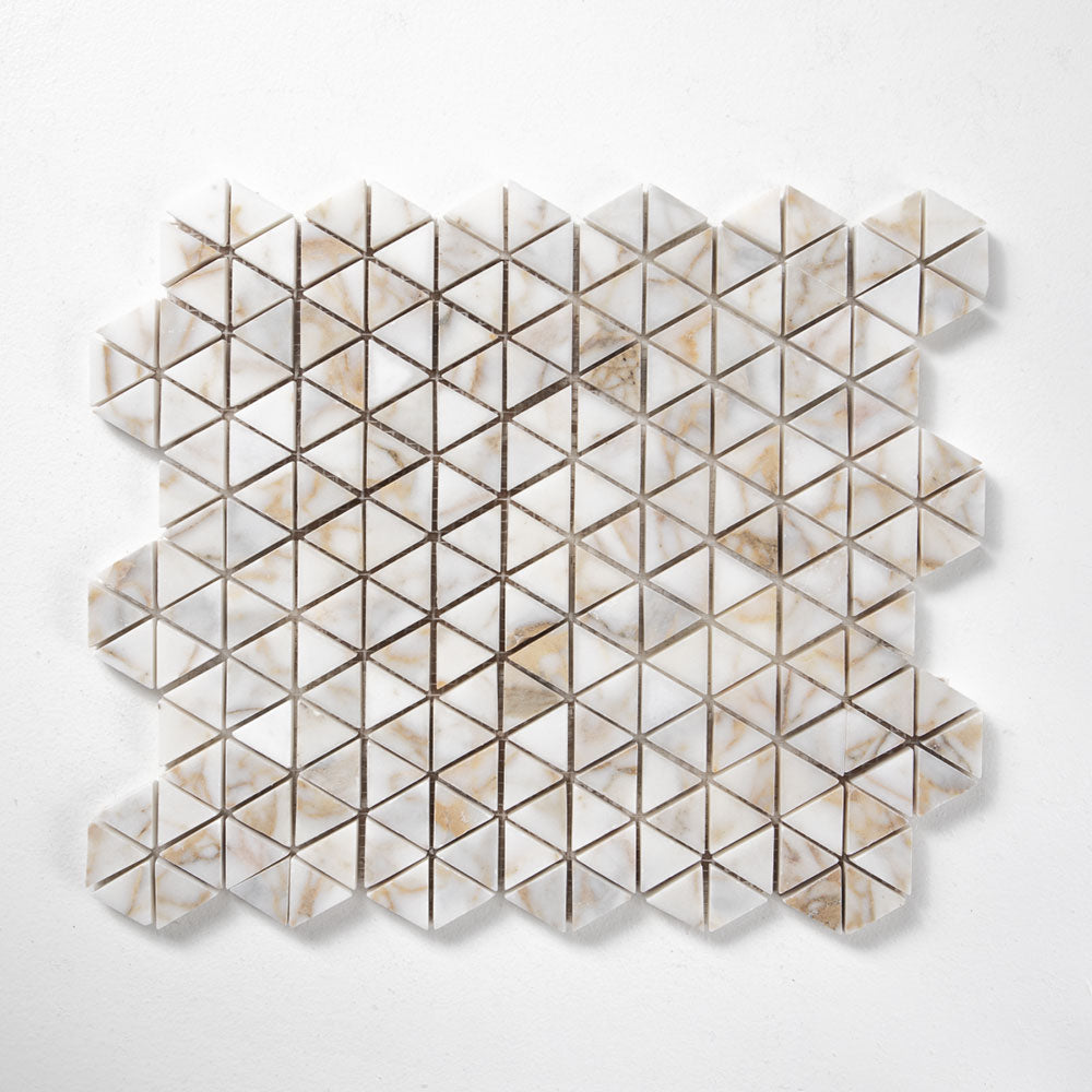 Afyon Gold Polished Small Triad Marble Mosaics 10 3/16x11 13/16 Marble Polished 12x12 Mosaics