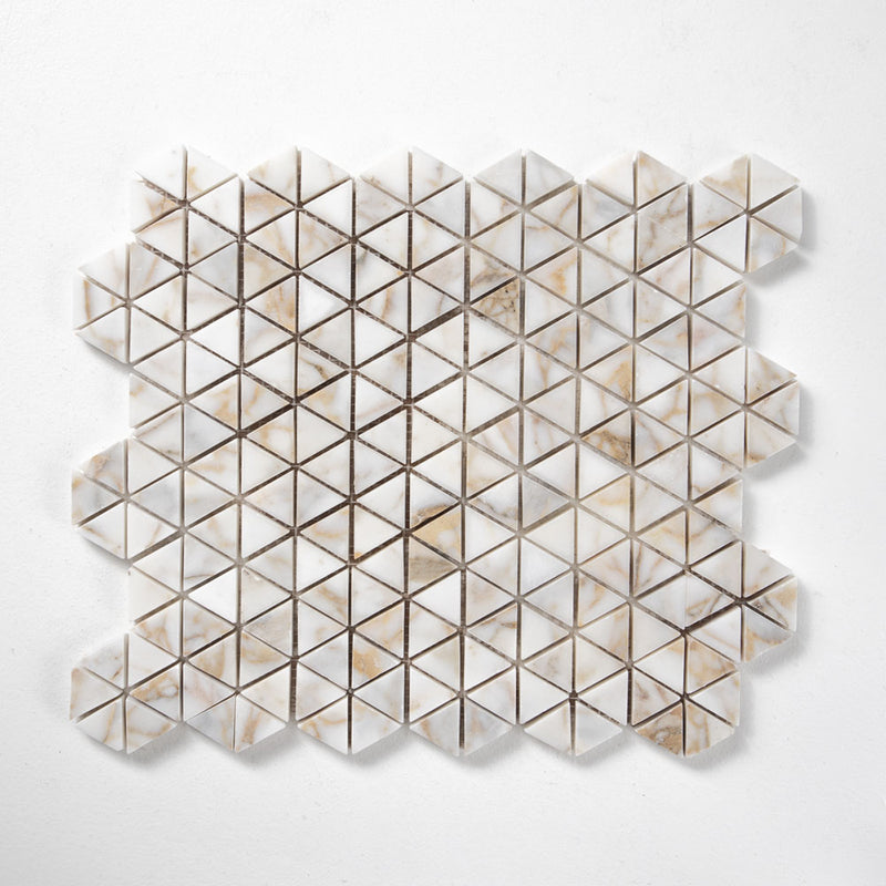 Afyon Gold Polished Small Triad Marble Mosaics 10 3/16x11 13/16 Marble Polished 12x12 Mosaics