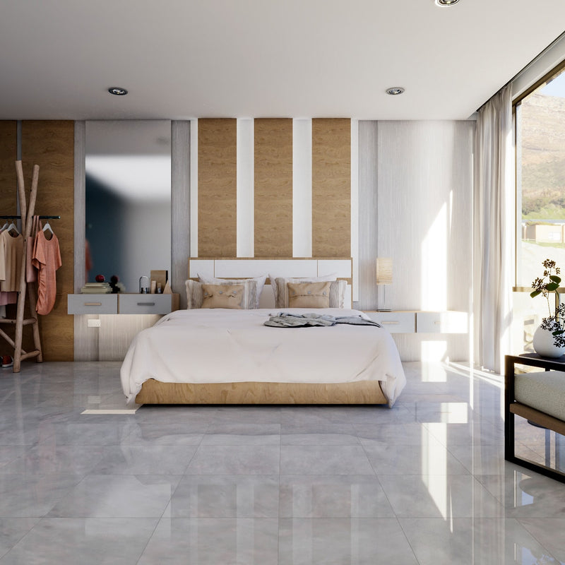 Bardiglio Light Polished Marble Tiles 18x18 Marble Polished 18x18 Tiles — 2