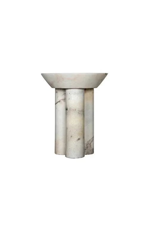 Afyon Sugar Marble Round Legs Side Table - Honed Finish 18x22 by GobekDesign