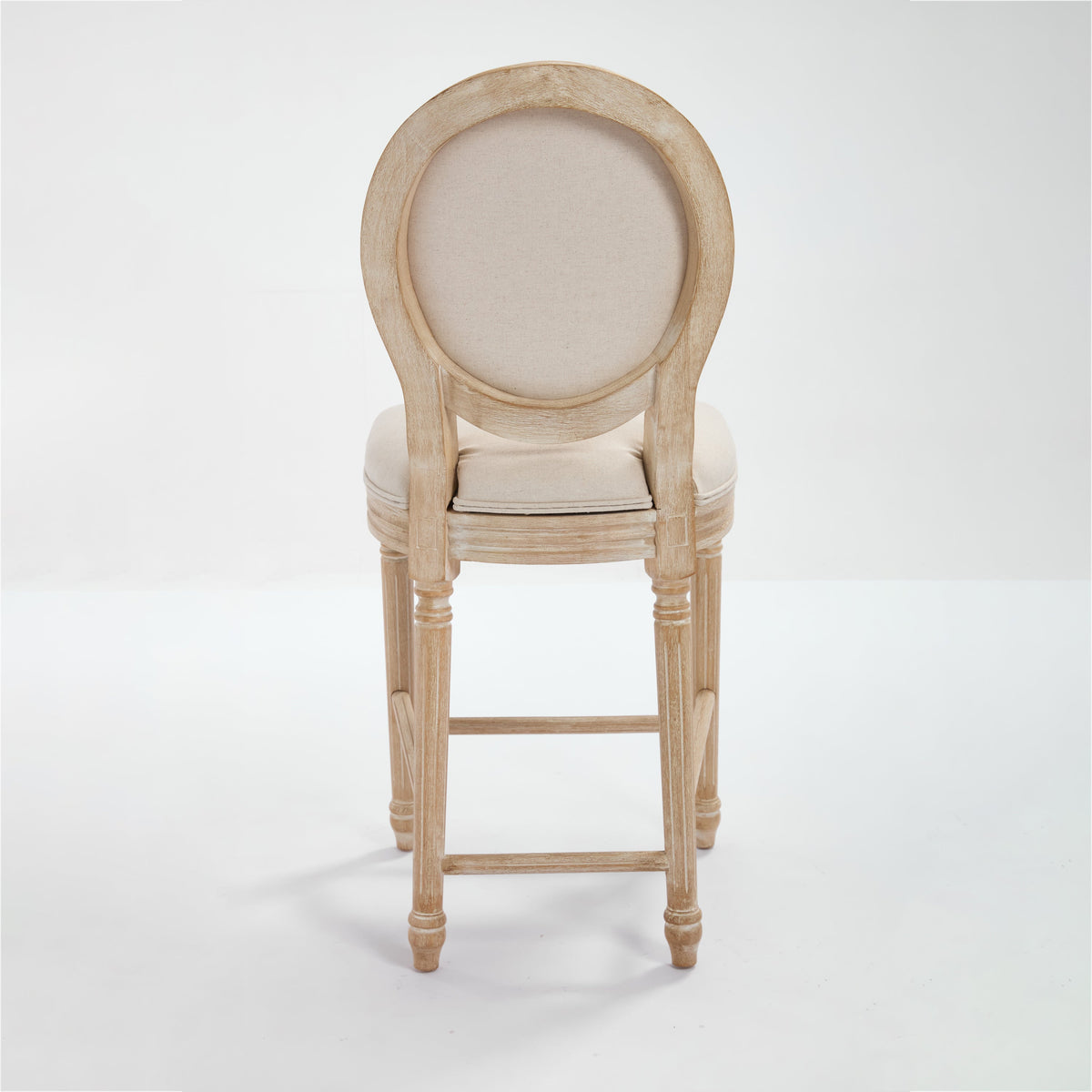 French Country 26'' Height Bar Chairs with Beige Linen Upholstery - Set of 2, photo 27 of 27