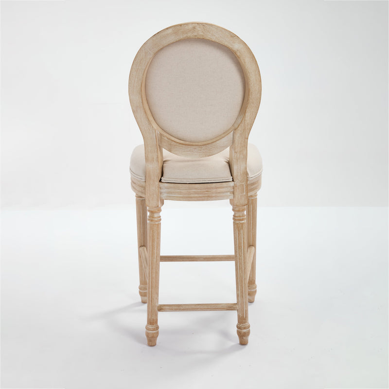 French Country 26'' Height Bar Chairs with Beige Linen Upholstery - Set of 2, photo 27 of 27