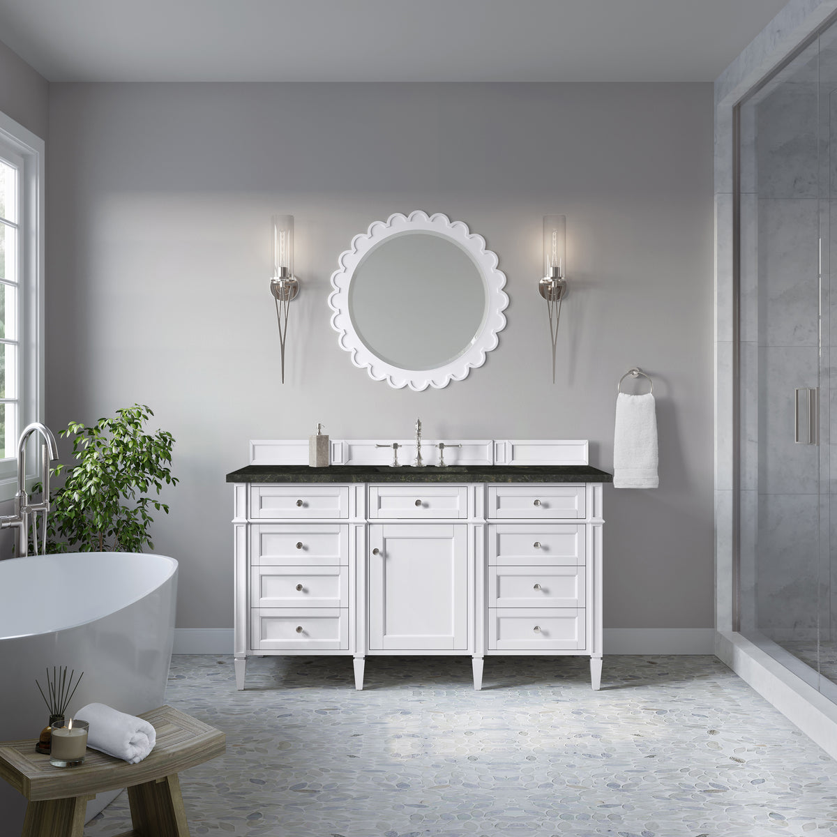 James Martin Brittany 60" Single Bathroom Vanity, Bright White, view 33