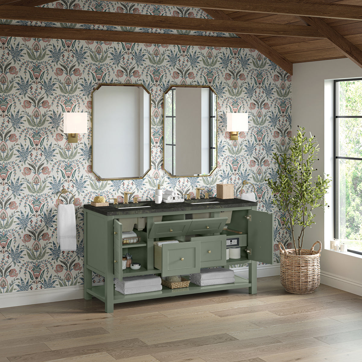James Martin Breckenridge 60" Double Bathroom Vanity, Smokey Celadon, view 40