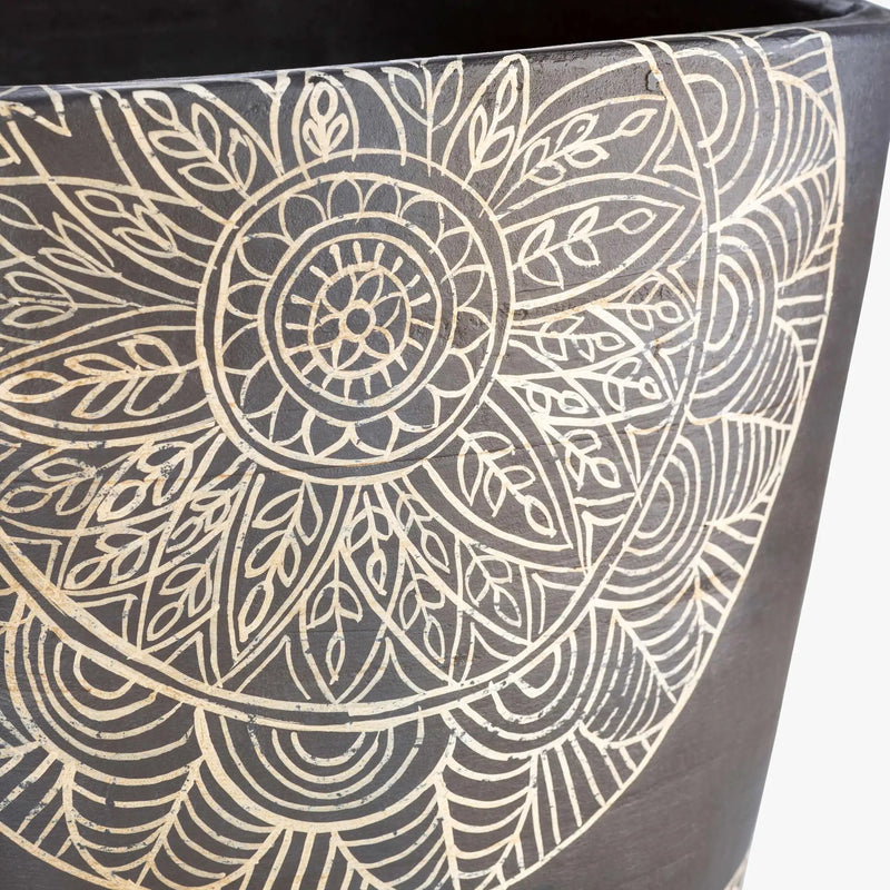 Hearst Terracotta Geometric Black Planter - Clearance by Boutique Rugs