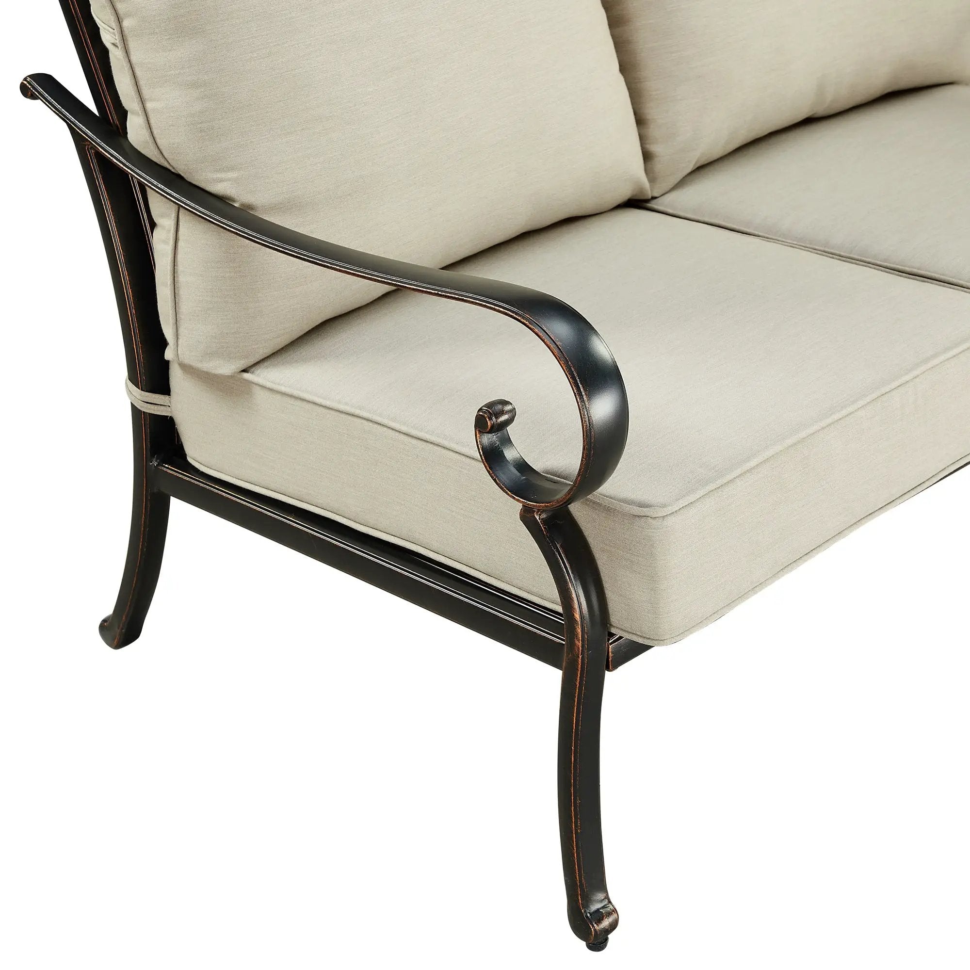 Black Aluminum Deep Seating Loveseat with Cushions by Sharicks