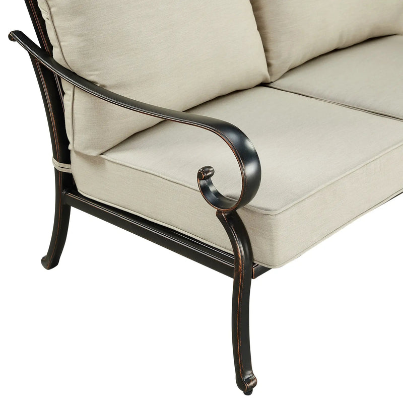 Black Aluminum Deep Seating Loveseat with Cushions by Sharicks