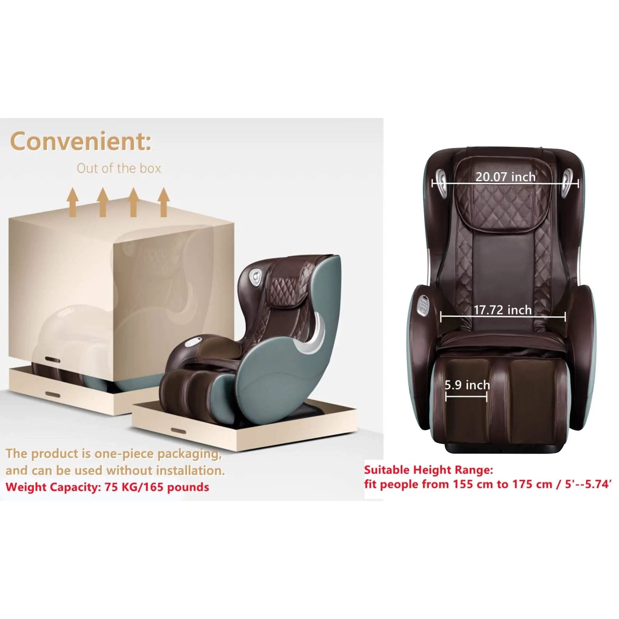 Airvana Luxe SL-Track Full-Body Zero-Gravity Massage Chair Recliner With Shiatsu & Bluetooth Speaker [GR8526] (SAK57394) by SAKSBY WHOLESALE