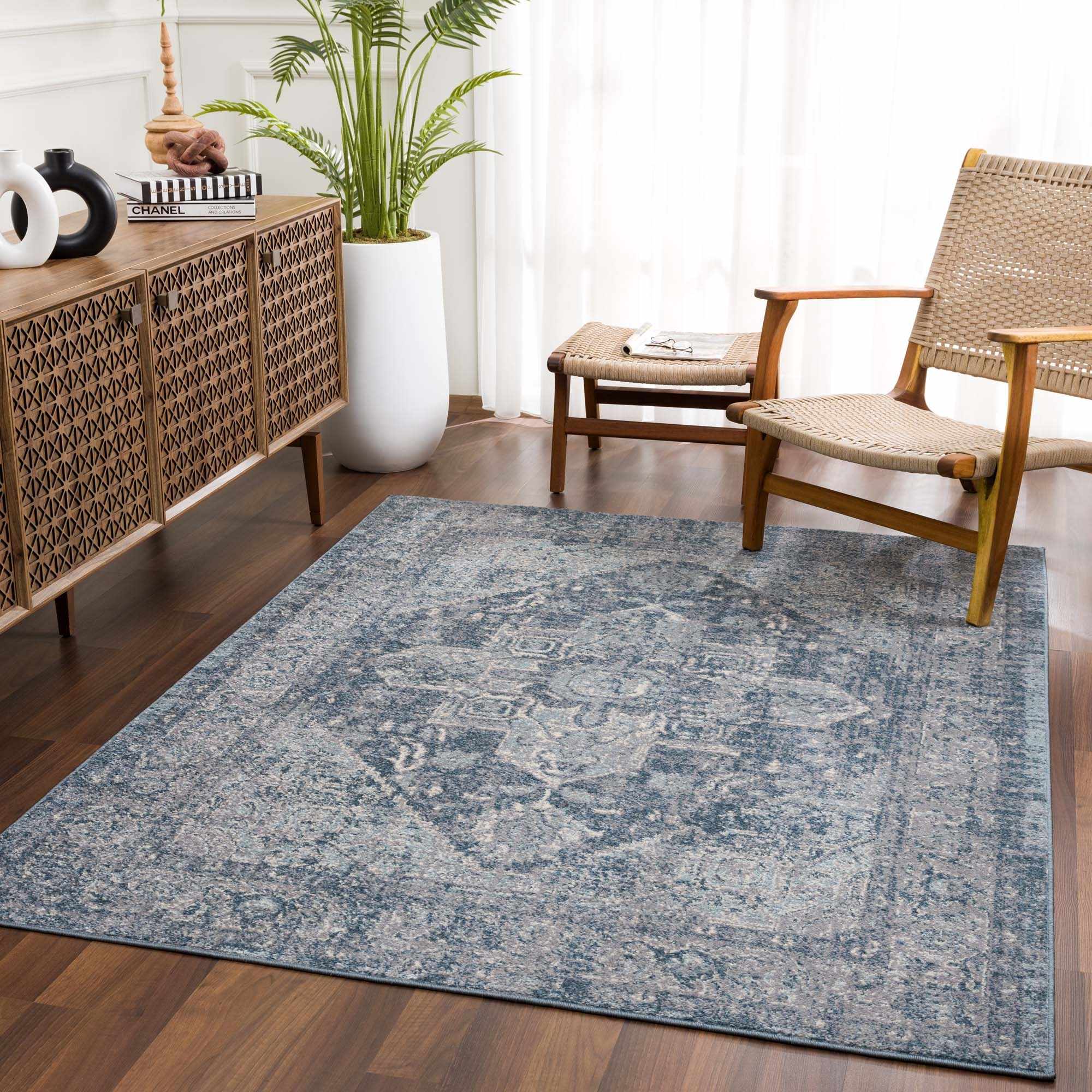Peeta Blue Medallion Area Rug - Clearance by Boutique Rugs