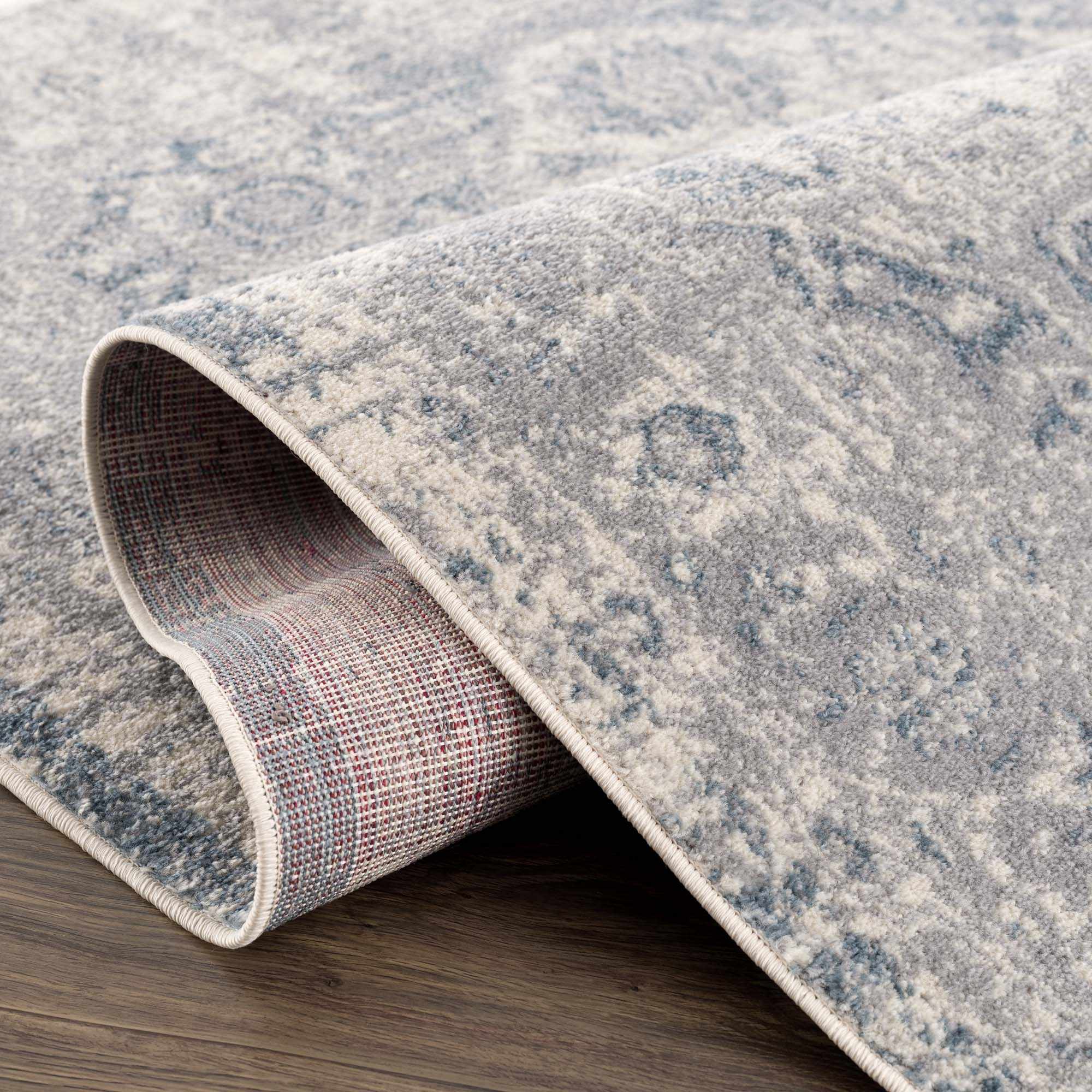 Peeta Gray Blue Medallion Area Rug - Clearance by Boutique Rugs