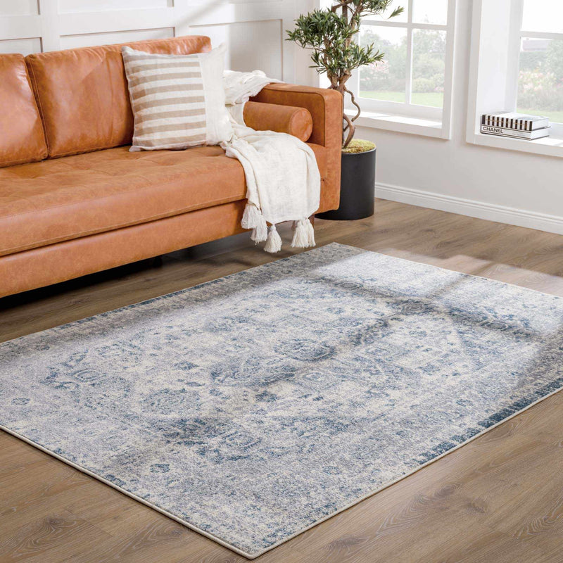 Peeta Gray Blue Medallion Area Rug - Clearance by Boutique Rugs