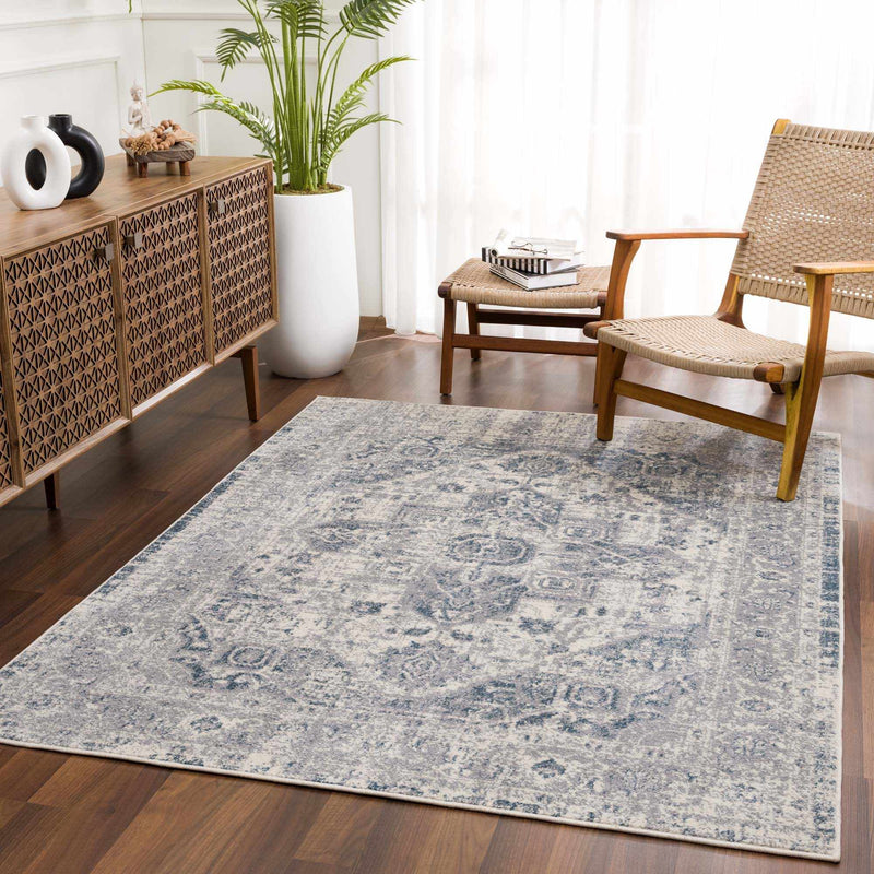 Peeta Gray Blue Medallion Area Rug - Clearance by Boutique Rugs