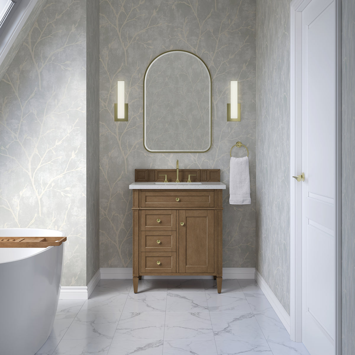 James Martin Brittany 30" Single Bathroom Vanity, Pecan, view 24