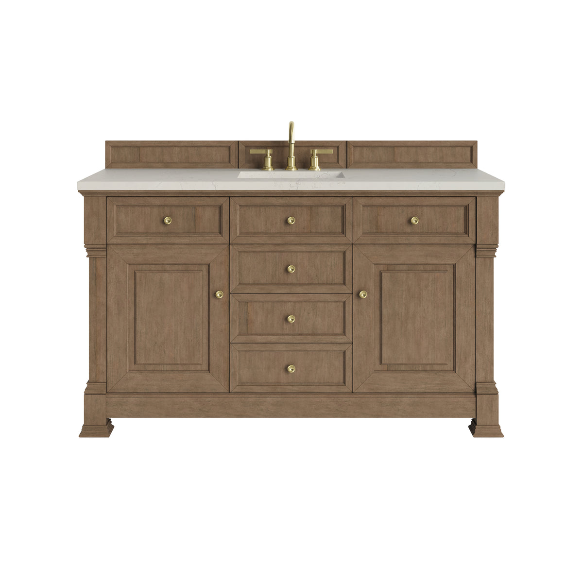 James Martin Brookfield 60" Single Bathroom Vanity, Pecan with Siberian countertop