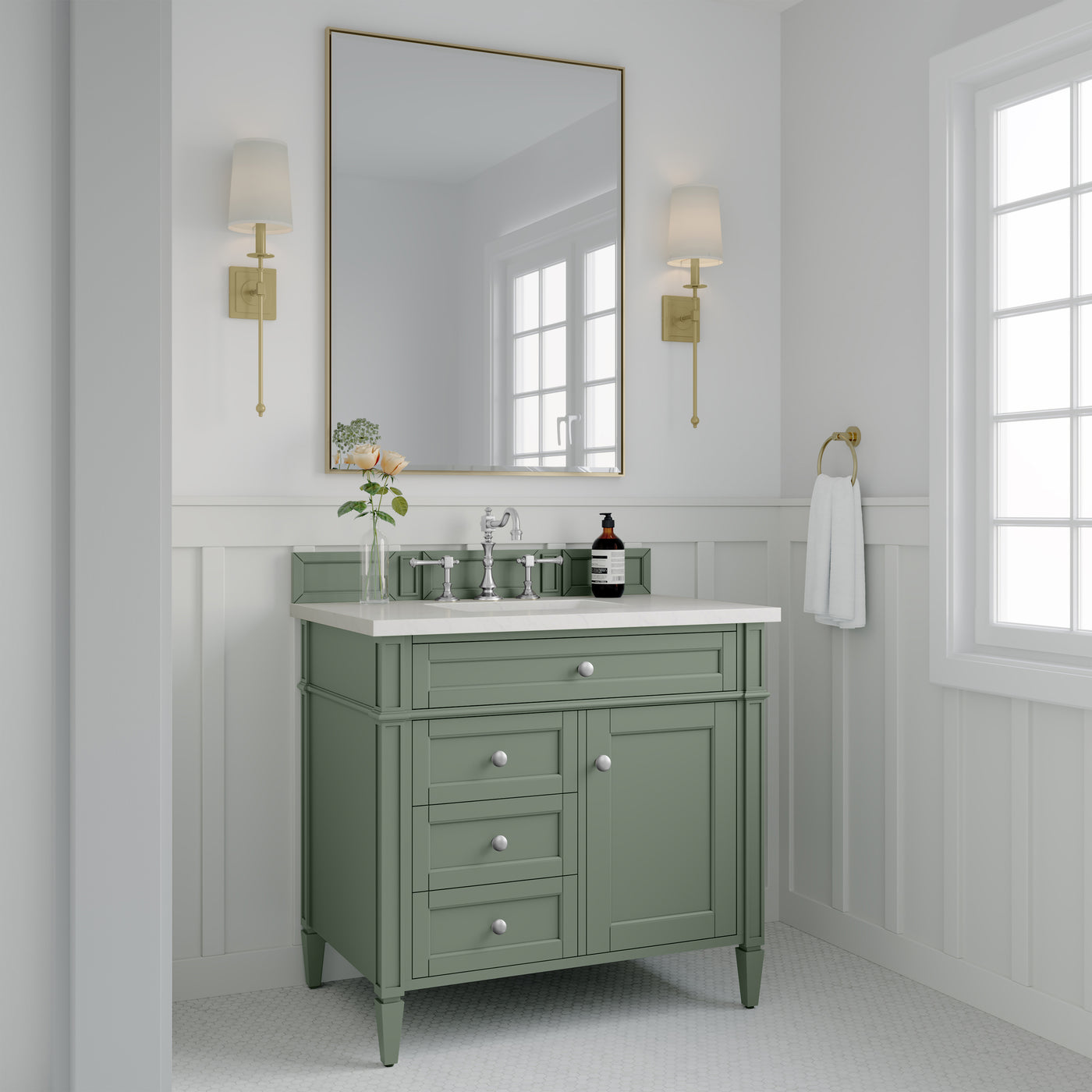 James Martin Brittany 36" Single Bathroom Vanity, Smokey Celadon by James Martin