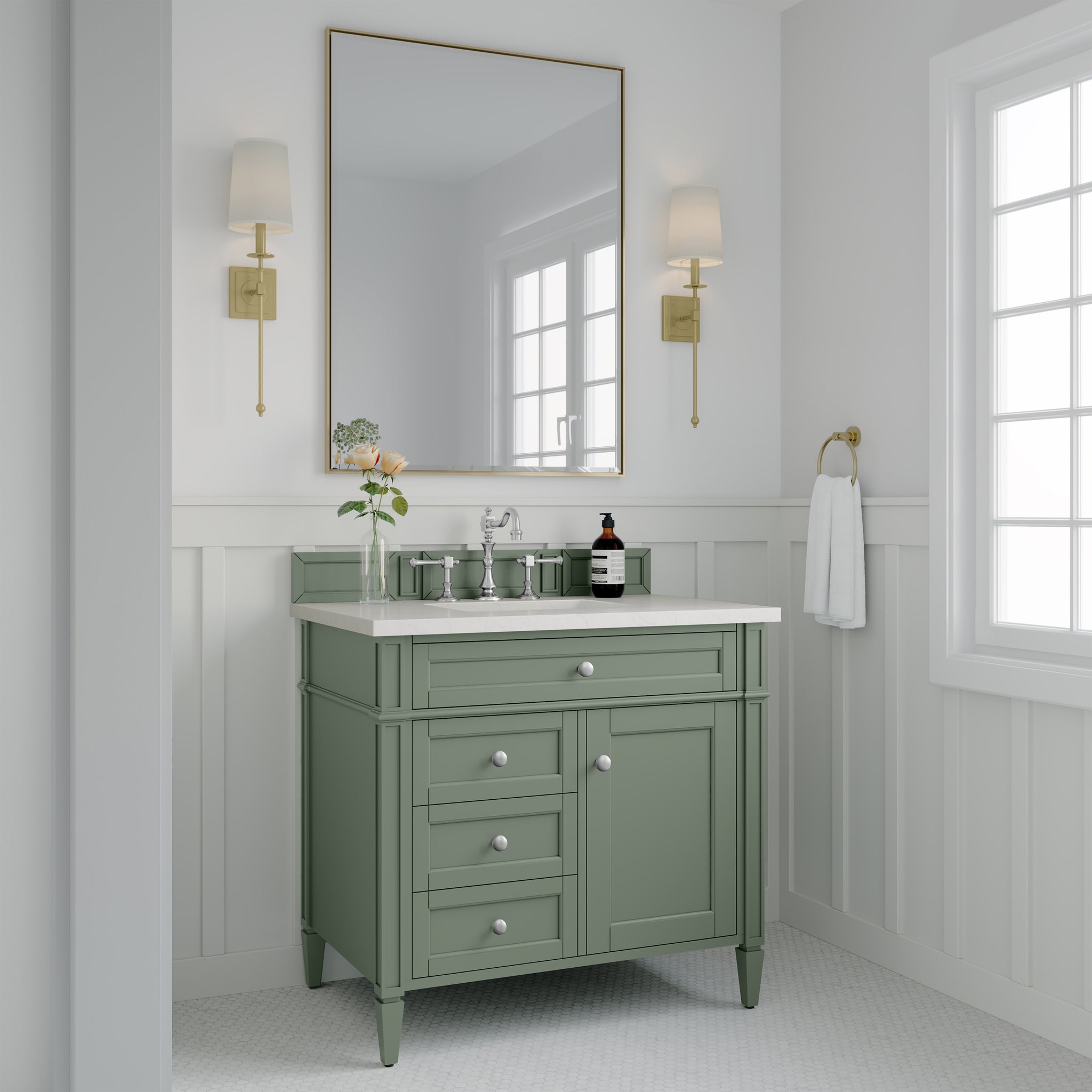 James Martin Brittany 36" Single Bathroom Vanity, Smokey Celadon by James Martin
