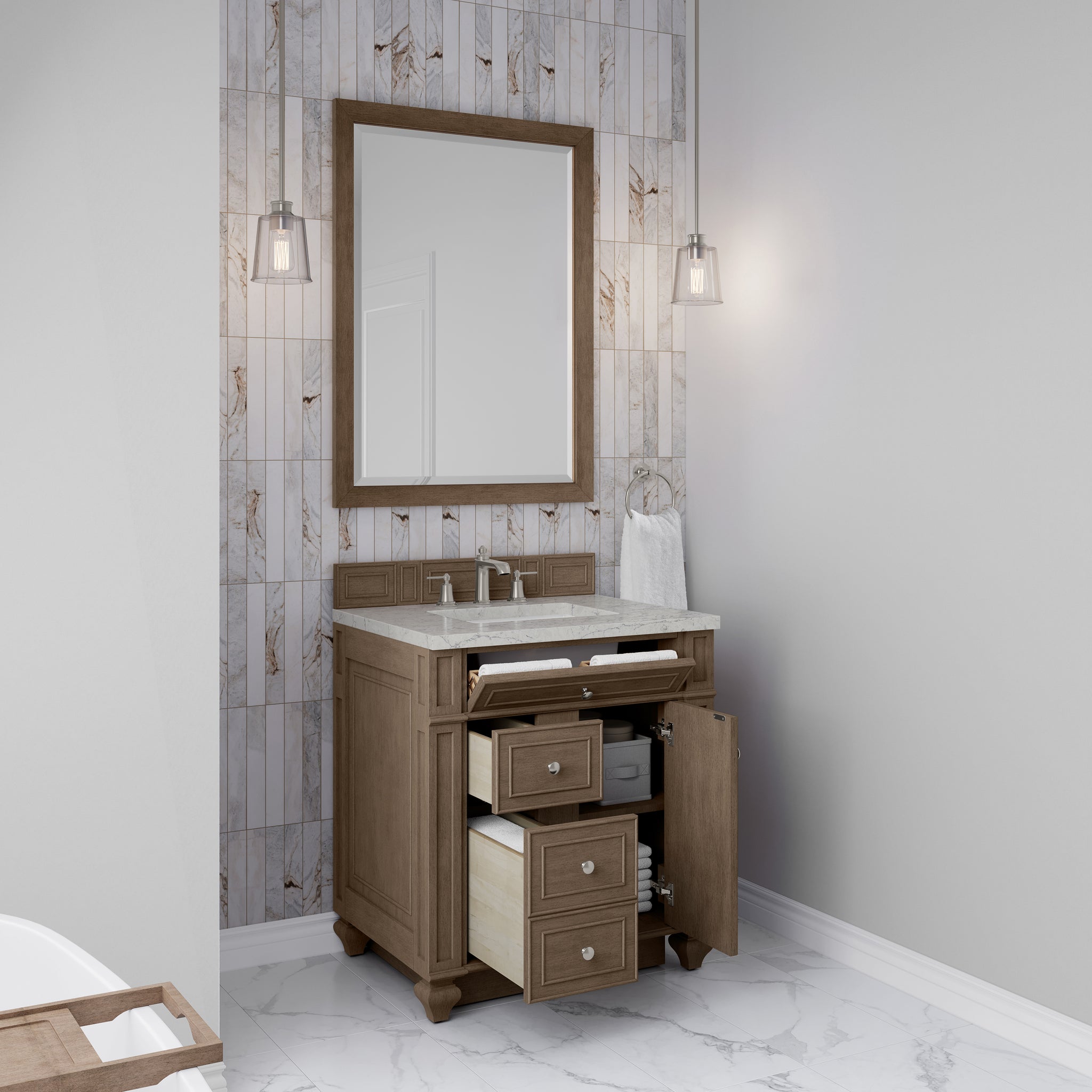 James Martin Bristol 30" Single Bathroom Vanity, Whitewashed Walnut, view 36
