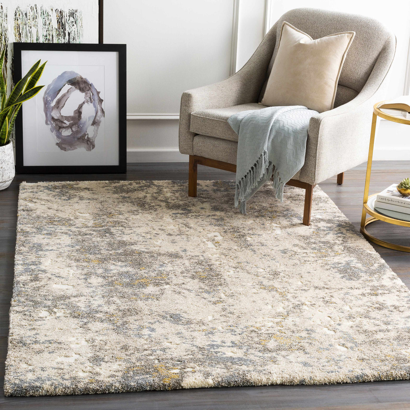Alabaster Abstract Thick Luxe Rug by Boutique Rugs