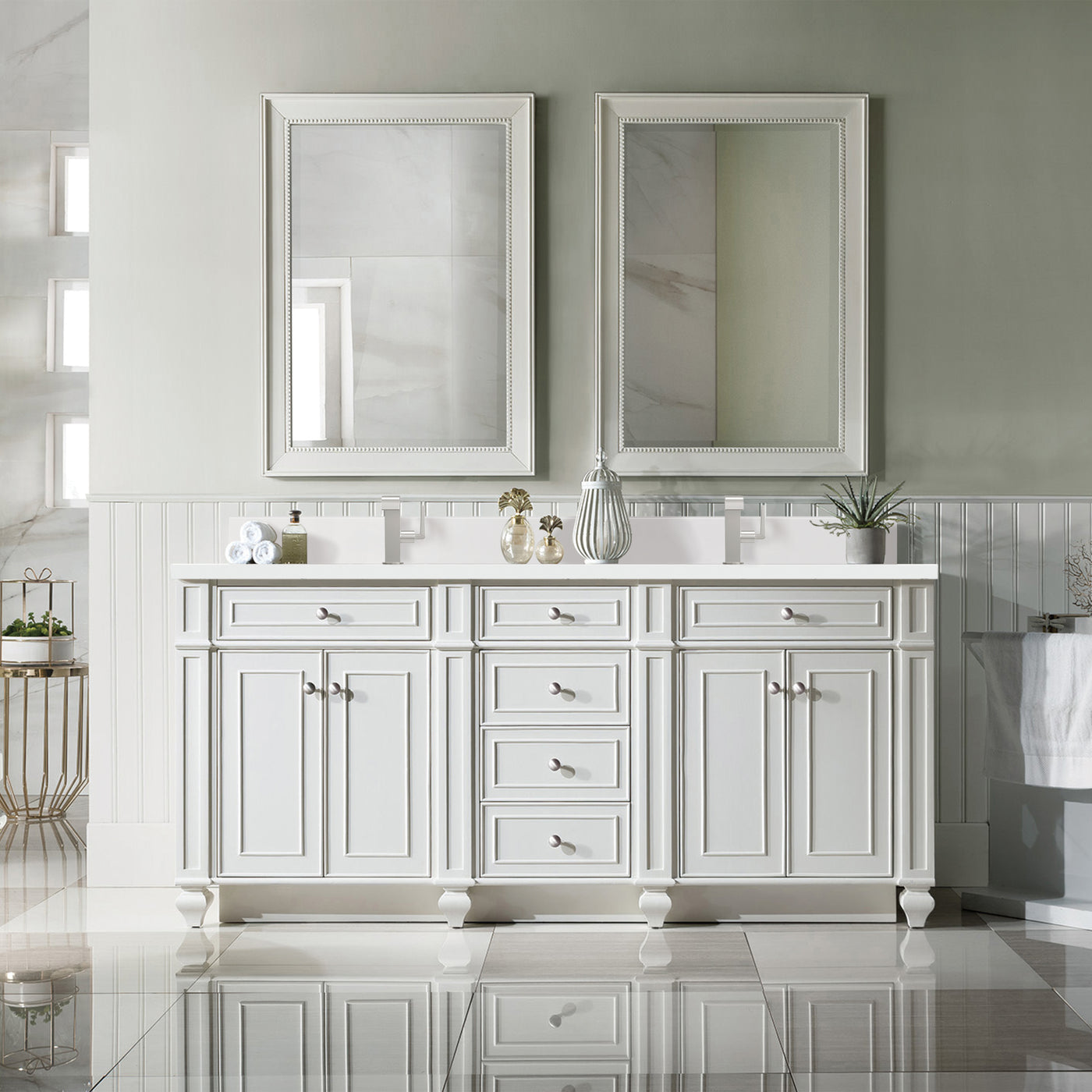 James Martin Bristol 72" Double Bathroom Vanity, Bright White by James Martin