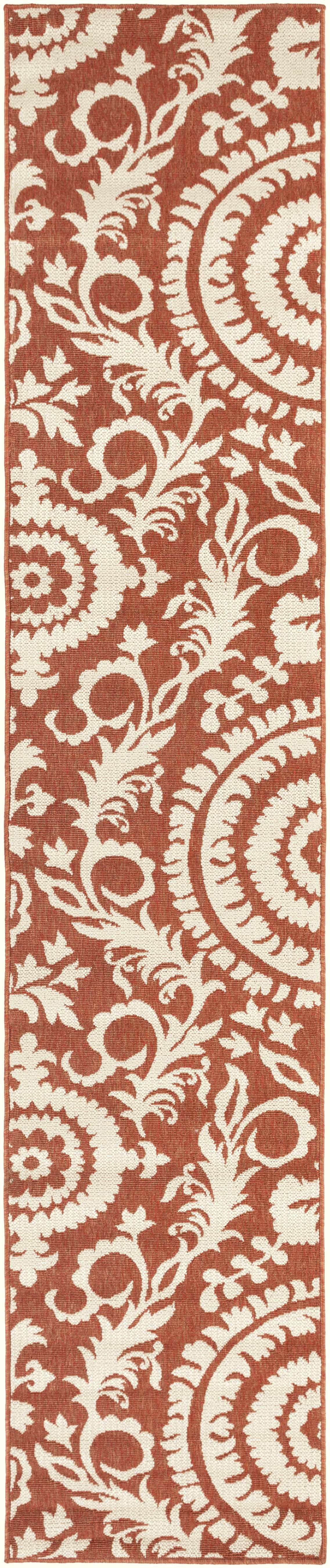 Alburnett Burnt Orange Floral Outdoor Rug - Clearance by Boutique Rugs