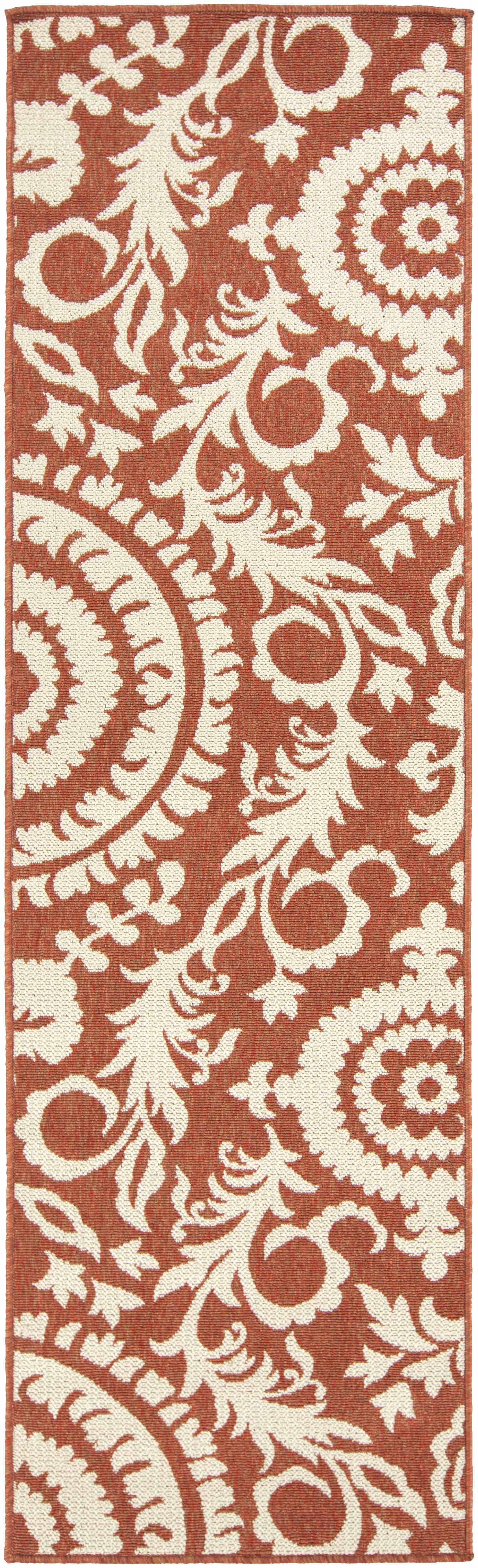 Alburnett Burnt Orange Floral Outdoor Rug - Clearance by Boutique Rugs