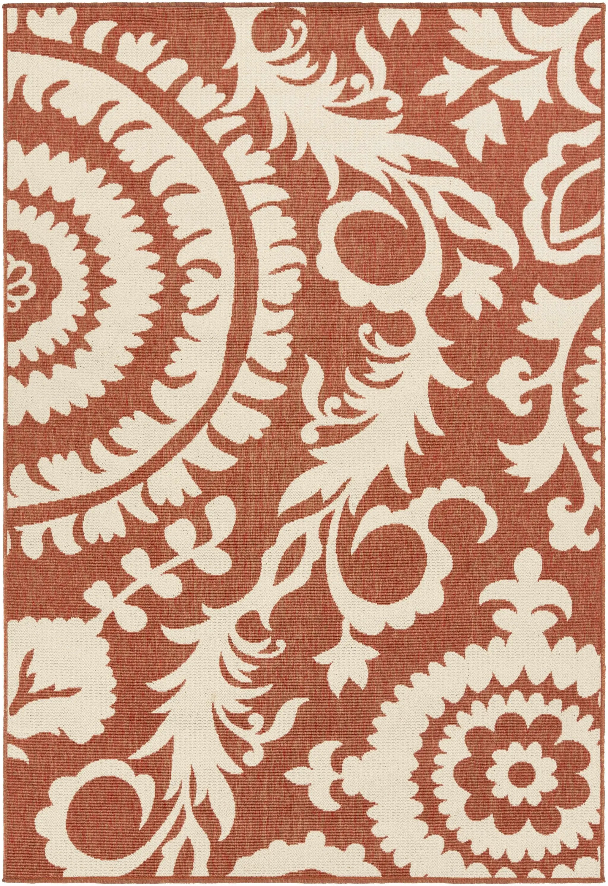 Alburnett Burnt Orange Floral Outdoor Rug - Clearance by Boutique Rugs