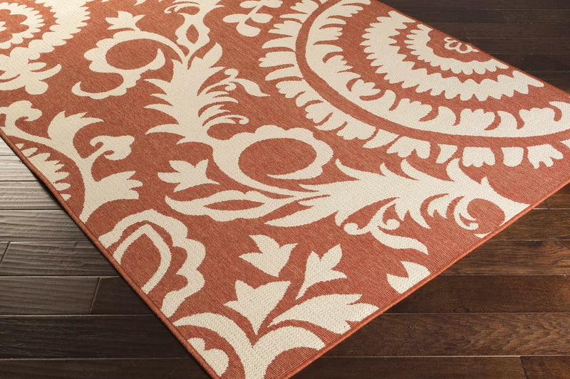 Alburnett Burnt Orange Floral Outdoor Rug - Clearance by Boutique Rugs