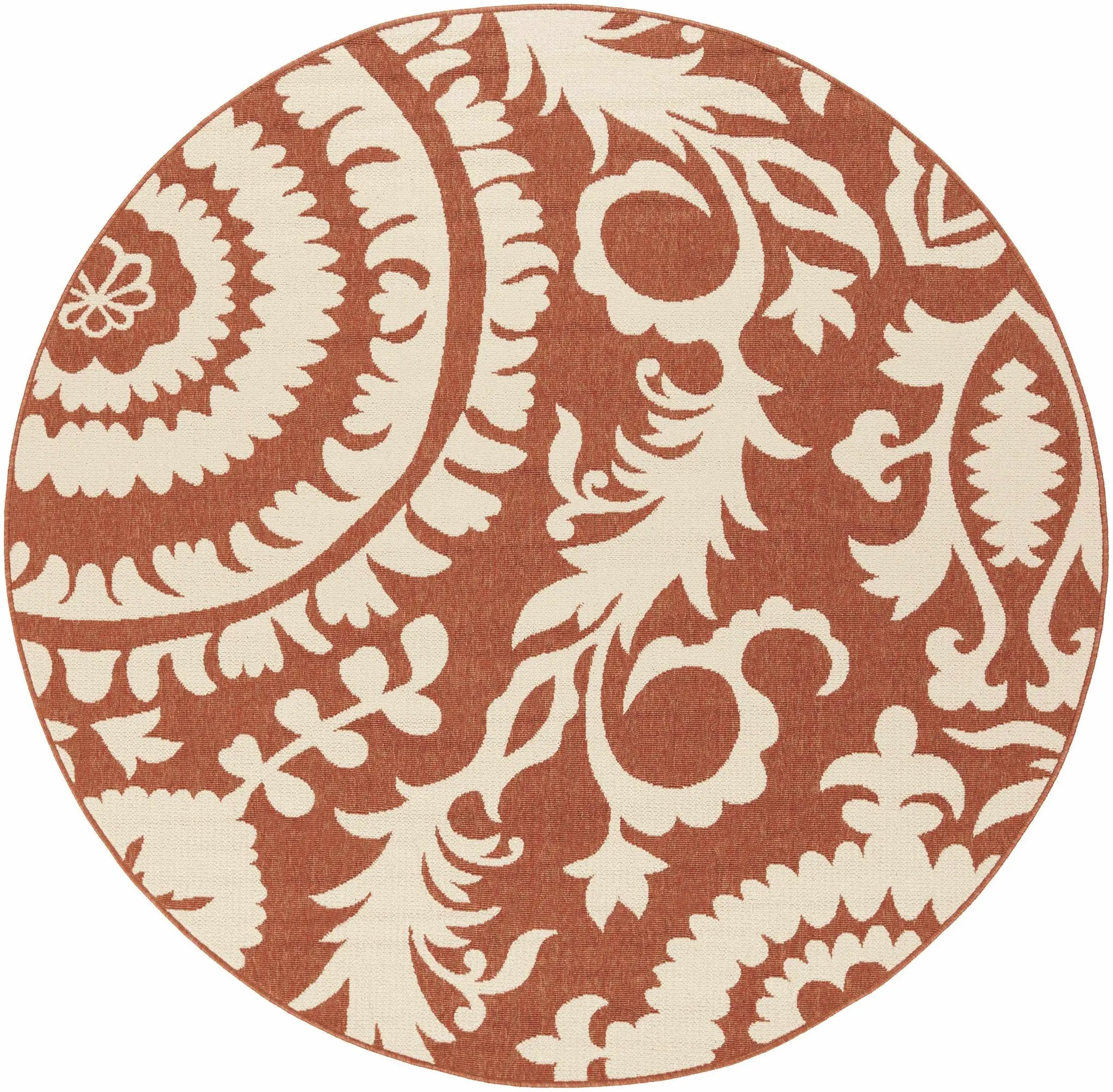 Alburnett Burnt Orange Floral Outdoor Rug - Clearance by Boutique Rugs