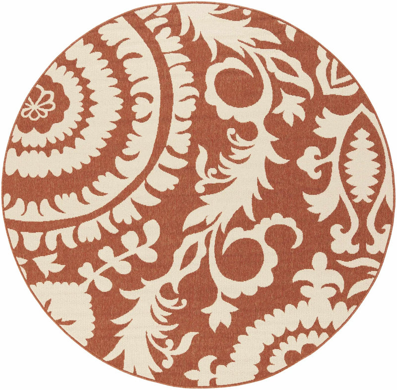 Alburnett Burnt Orange Floral Outdoor Rug - Clearance by Boutique Rugs