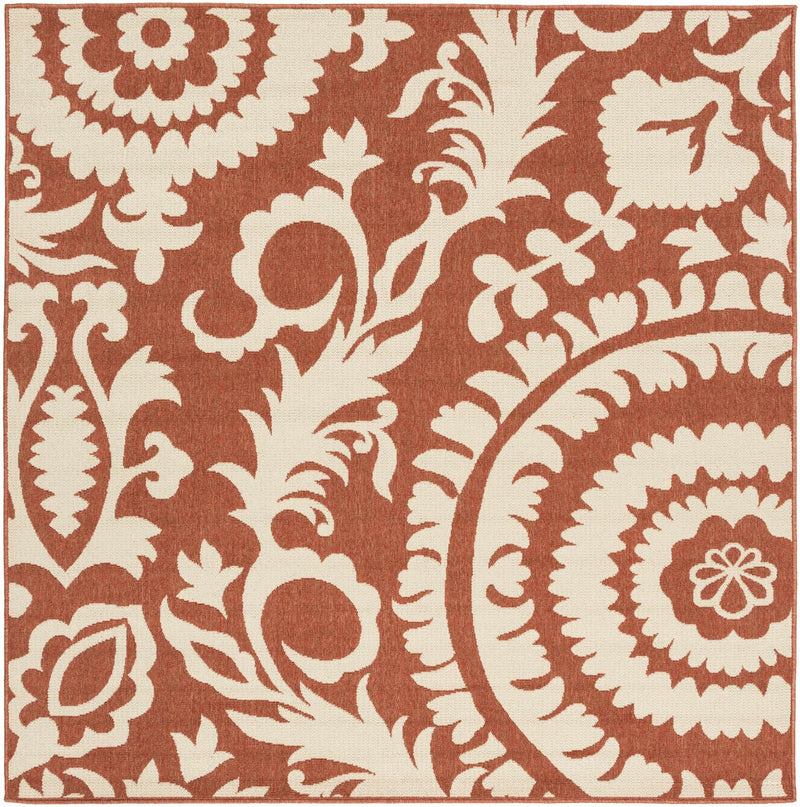 Alburnett Burnt Orange Floral Outdoor Rug - Clearance by Boutique Rugs