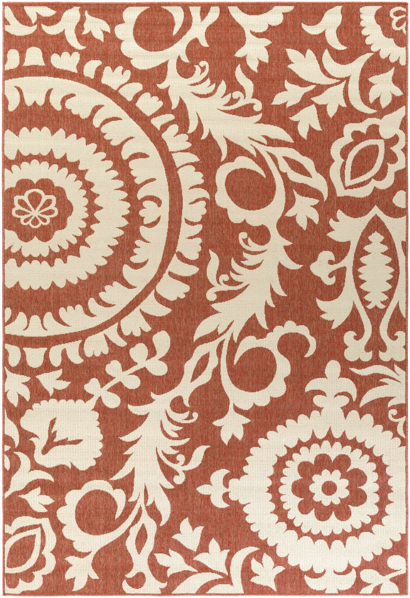 Alburnett Burnt Orange Floral Outdoor Rug - Clearance by Boutique Rugs