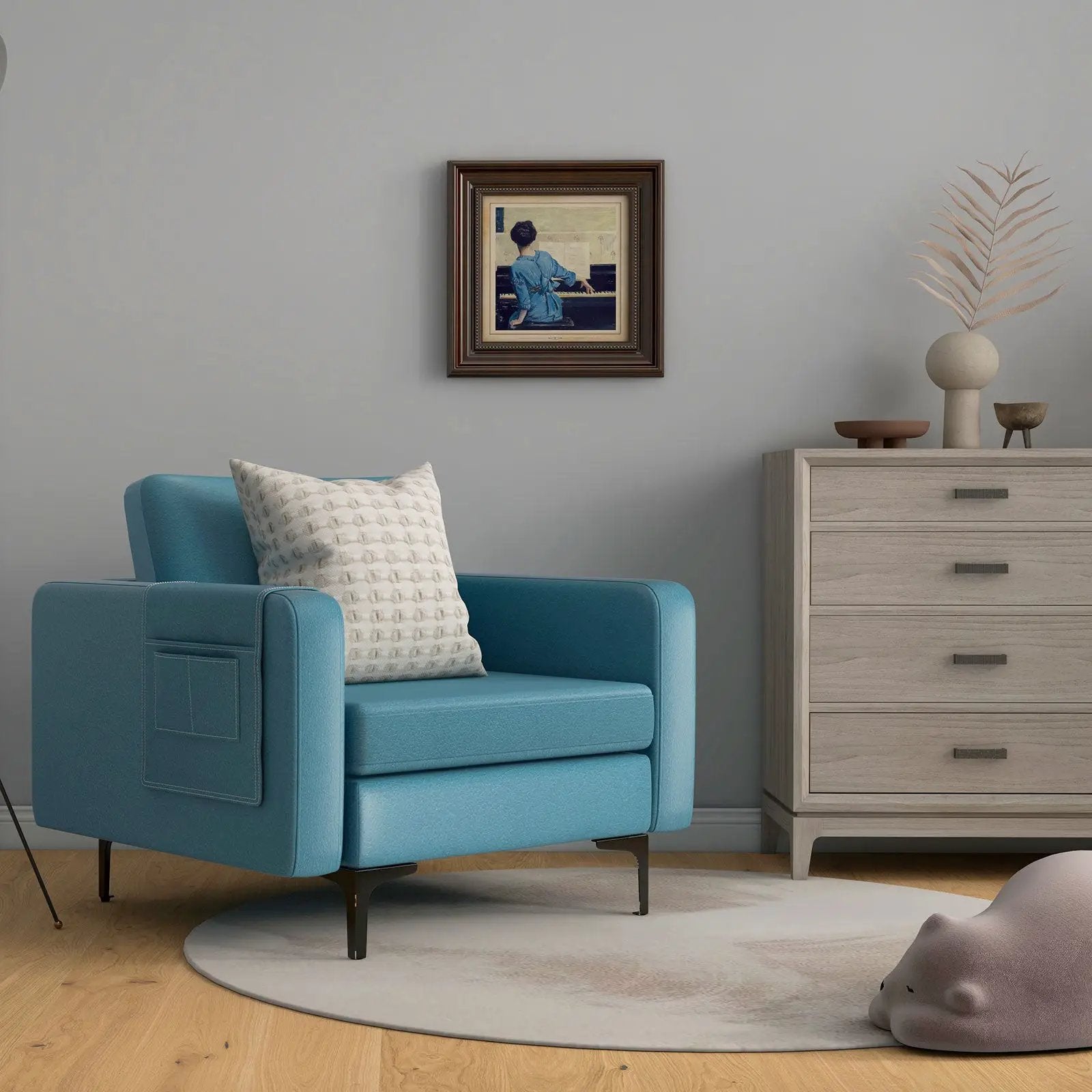 Modern Accent Armchair with Side Storage Pocket by DirectDeals