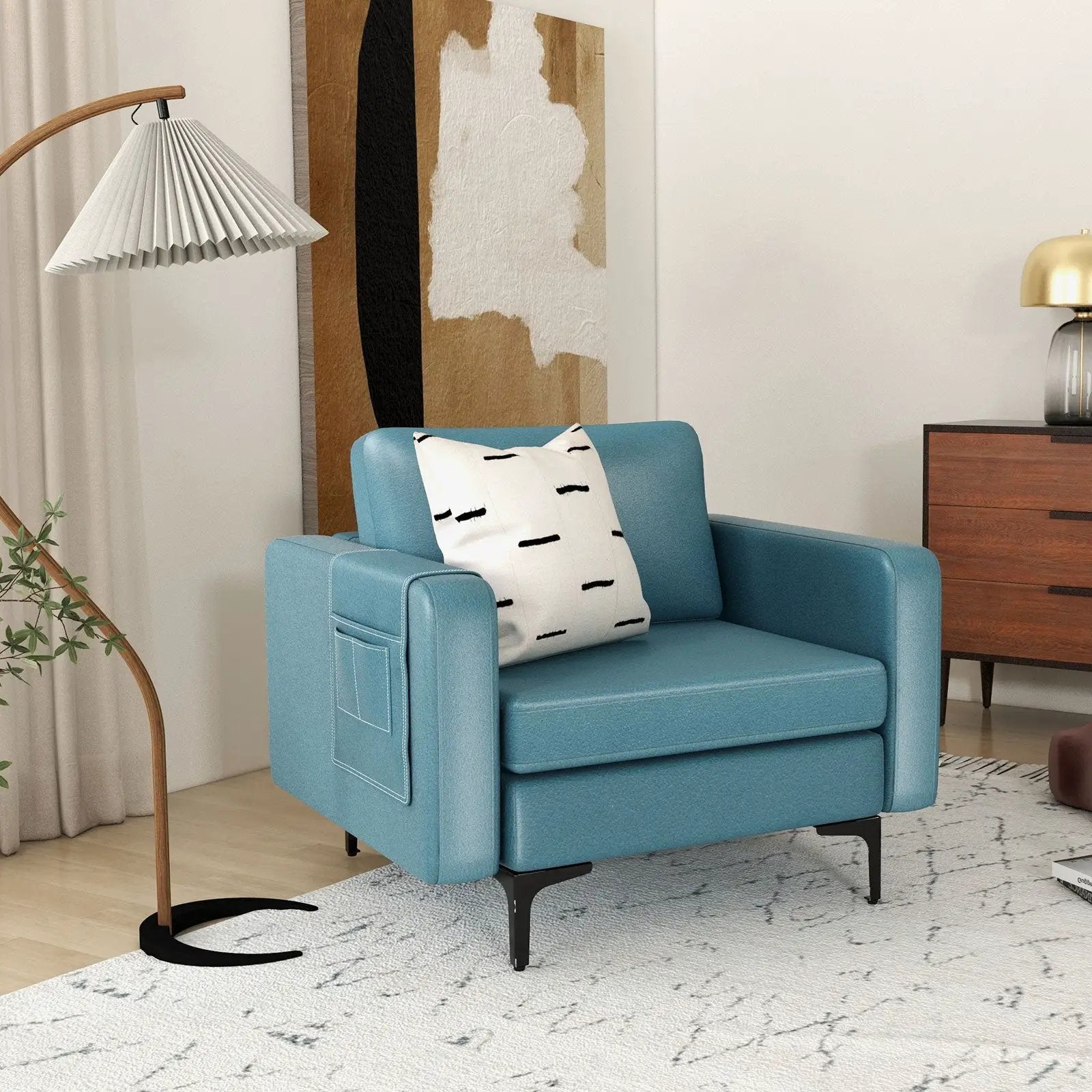 Modern Accent Armchair with Side Storage Pocket by DirectDeals