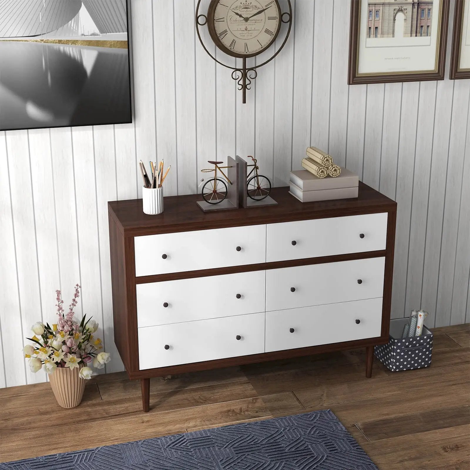Antique-Style Free-Standing Dresser with 6 Drawers by DirectDeals