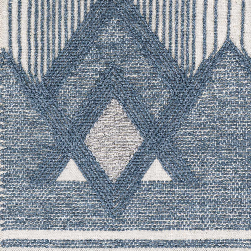 Aldbourne Blue Tassel Flatweave Wool Rug - Clearance by Boutique Rugs