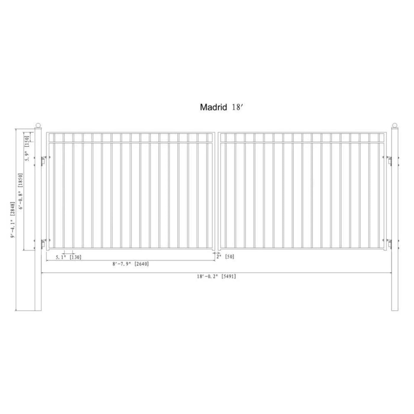 [12-18FT] Heavy-Duty Madrid-Style Premium Steel Dual-Swing Driveway Gate (SAK38546) by SAKSBY WHOLESALE