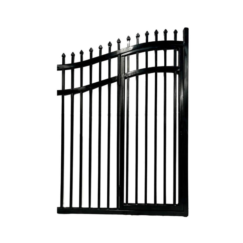 [12-18FT] Heavy-Duty Vienna-Style Steel Dual-Swing Driveway Gate With Built-In Pedestrian Door (SAK75103) by SAKSBY WHOLESALE