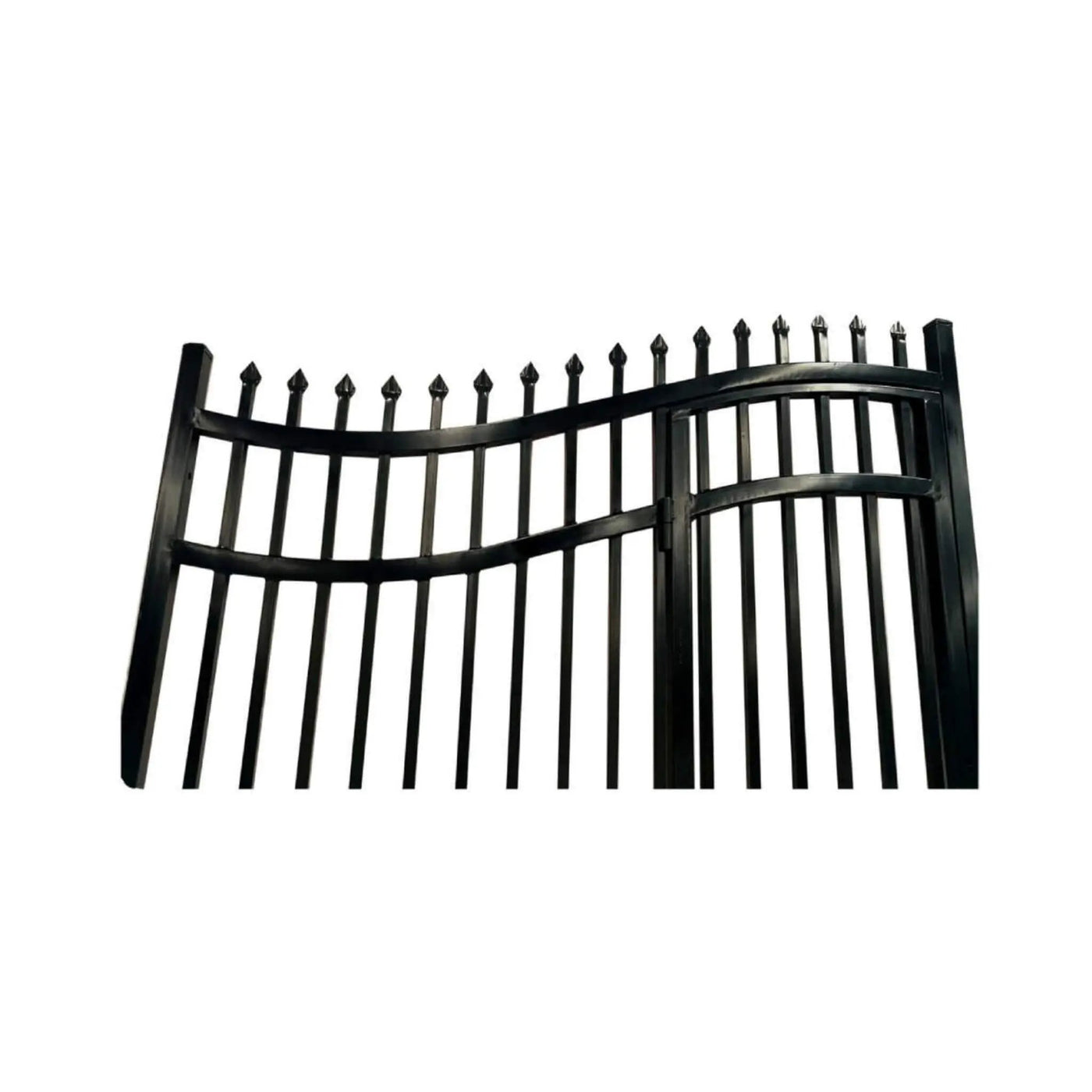 [12-18FT] Heavy-Duty Vienna-Style Steel Dual-Swing Driveway Gate With Built-In Pedestrian Door (SAK75103) by SAKSBY WHOLESALE
