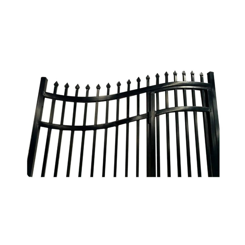 [12-18FT] Heavy-Duty Vienna-Style Steel Dual-Swing Driveway Gate With Built-In Pedestrian Door (SAK75103) by SAKSBY WHOLESALE