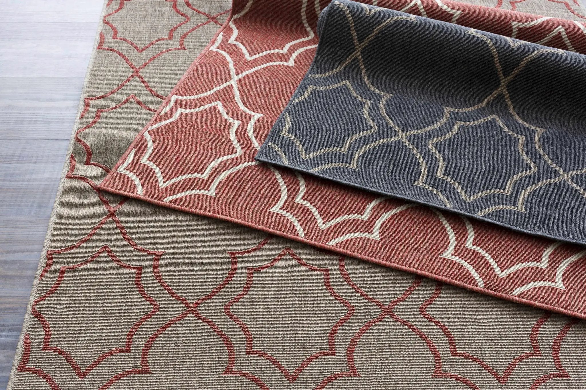 Unique Rust Red Lattice Trellis Outdoor Rug - Clearance by Boutique Rugs