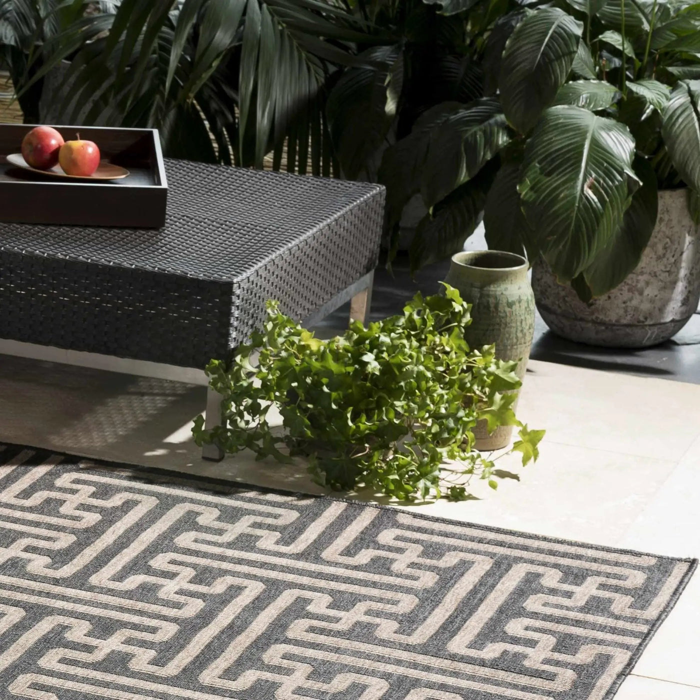 Janamuato White Geometric Cement Outdoor Planter by Boutique Rugs